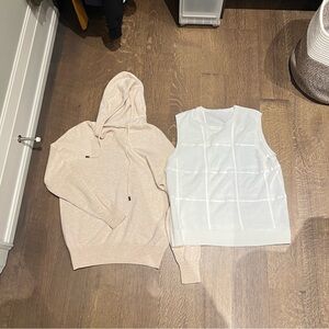 Beige Hoodie and White Sleeveless Top